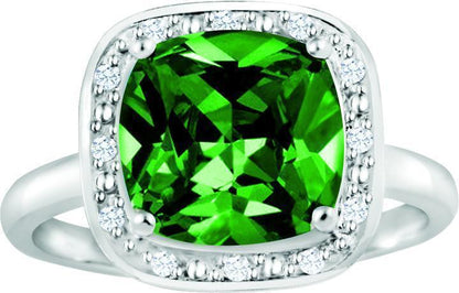 May Birthstone Ring with Diamond Accent set in Sterling Silver 8765059