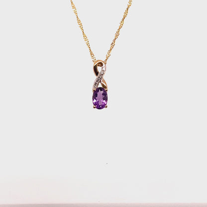 10K Yellow Gold 0.03TDW Diamond & Amethyst February Birthstone Pendant