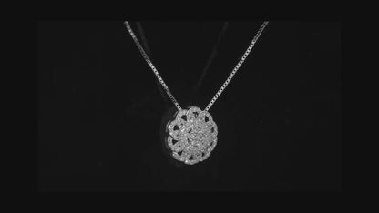 10K White Gold 1.00TDW Diamond Floral Pendant with Chain