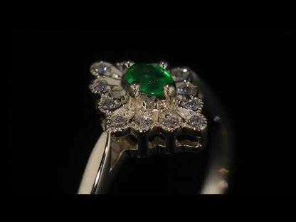 10K Yellow Gold Emerald and Diamond Fancy Ring