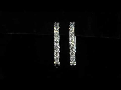 10K White Gold 3.00TDW Diamond Hoop Earrings