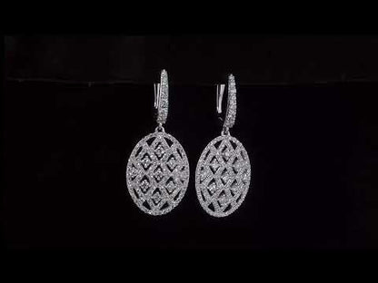 10K White Gold 1.50TDw Diamond Fancy French Clip Earrings With Dangle