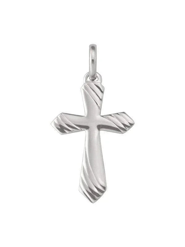 10, 14 Karat White Gold Religious Classic Italian Cross