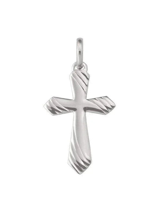 10, 14 Karat White Gold Religious Classic Italian Cross