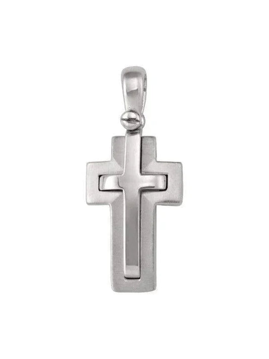 14 Karat White Gold Religious Italian Cross