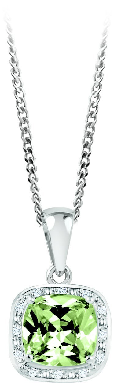 August Birthstone Pendant with Diamond Accent set in Sterling Silver