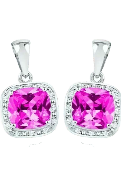 October Birthstone Earring with Diamond Accent set in Sterling Silver