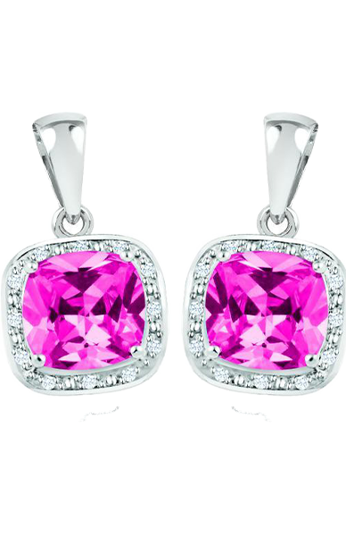 October Birthstone Earring with Diamond Accent set in Sterling Silver 8465109