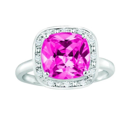 October Birthstone Ring with Diamond Accent set in Sterling Silver