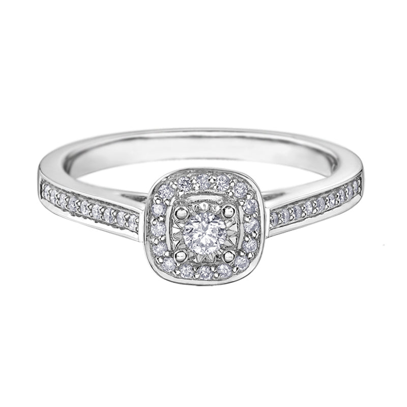 10K White Gold 0.19TDW Diamond Halo Engagement Ring