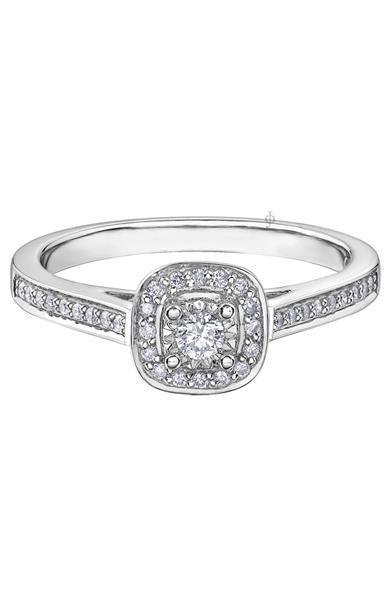 10K White Gold 0.19TDW Diamond Halo Engagement Ring