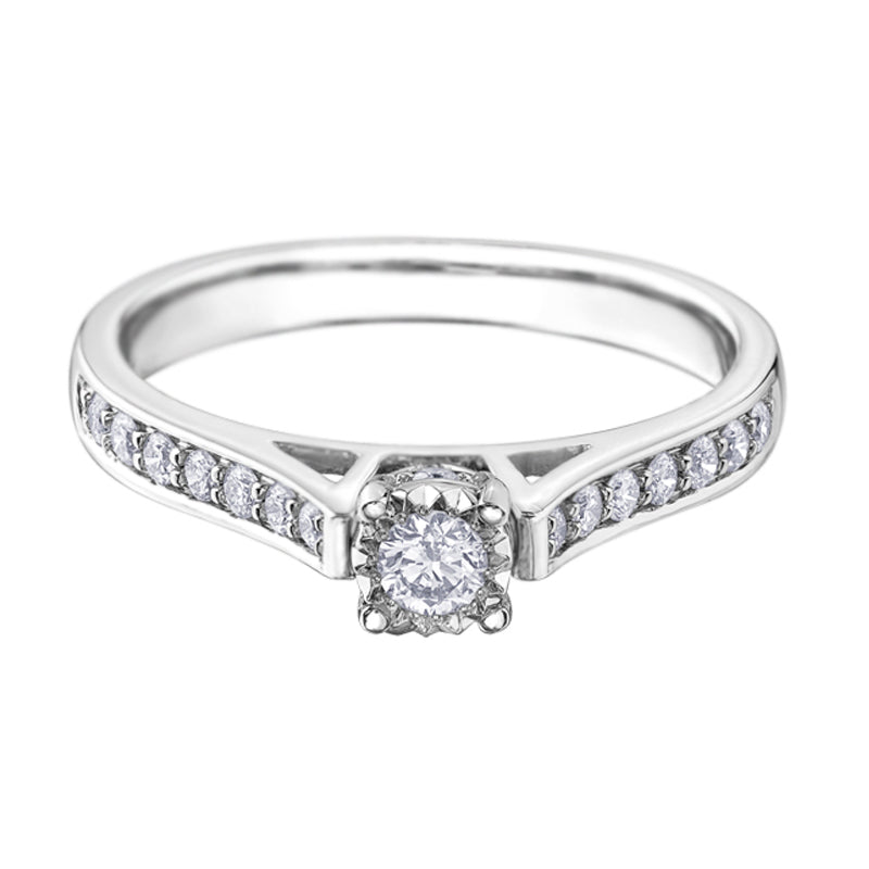 10K White Gold 0.30TDW Diamond Classic Illusion Set Engagement Ring