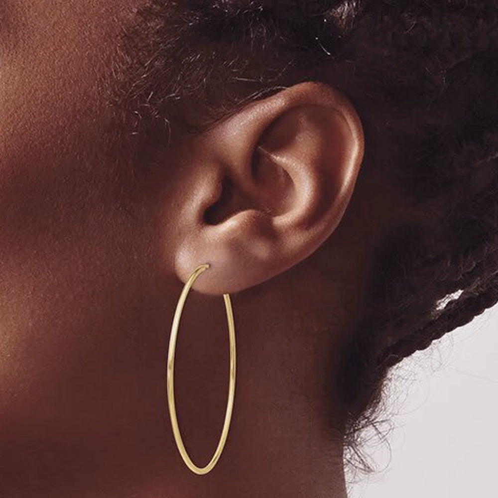 10K Yellow Gold 32mm Sleeper Earrings