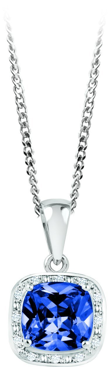 September Birthstone Pendant with Diamond Accent set in Sterling Silver
