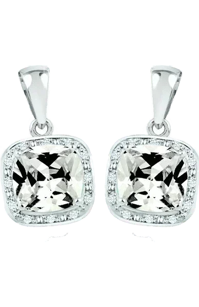 April Birthstone Earring with Diamond Accent set in Sterling Silver